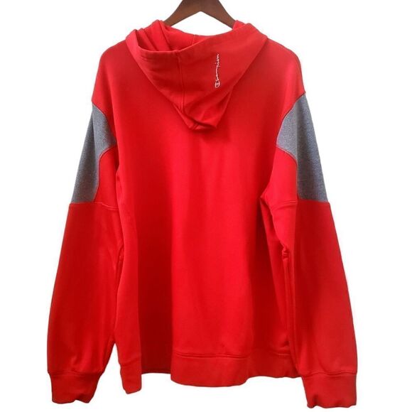 Champion Red Pullover Hoodie Long Sleeve Cotton Blend Sweatshirt Adult XL - Picture 4 of 10